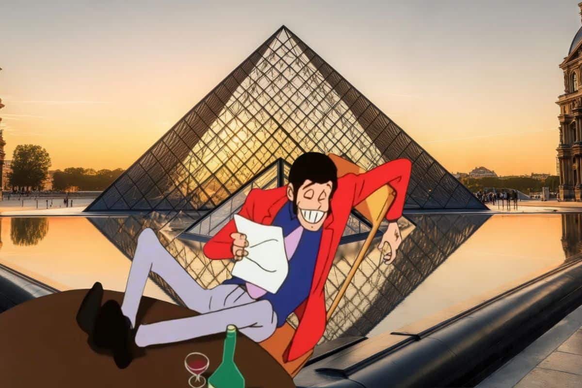 louvre con Lupin che ride