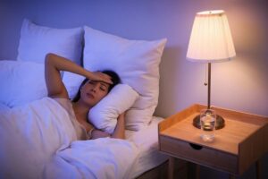 Donna insonne a letto